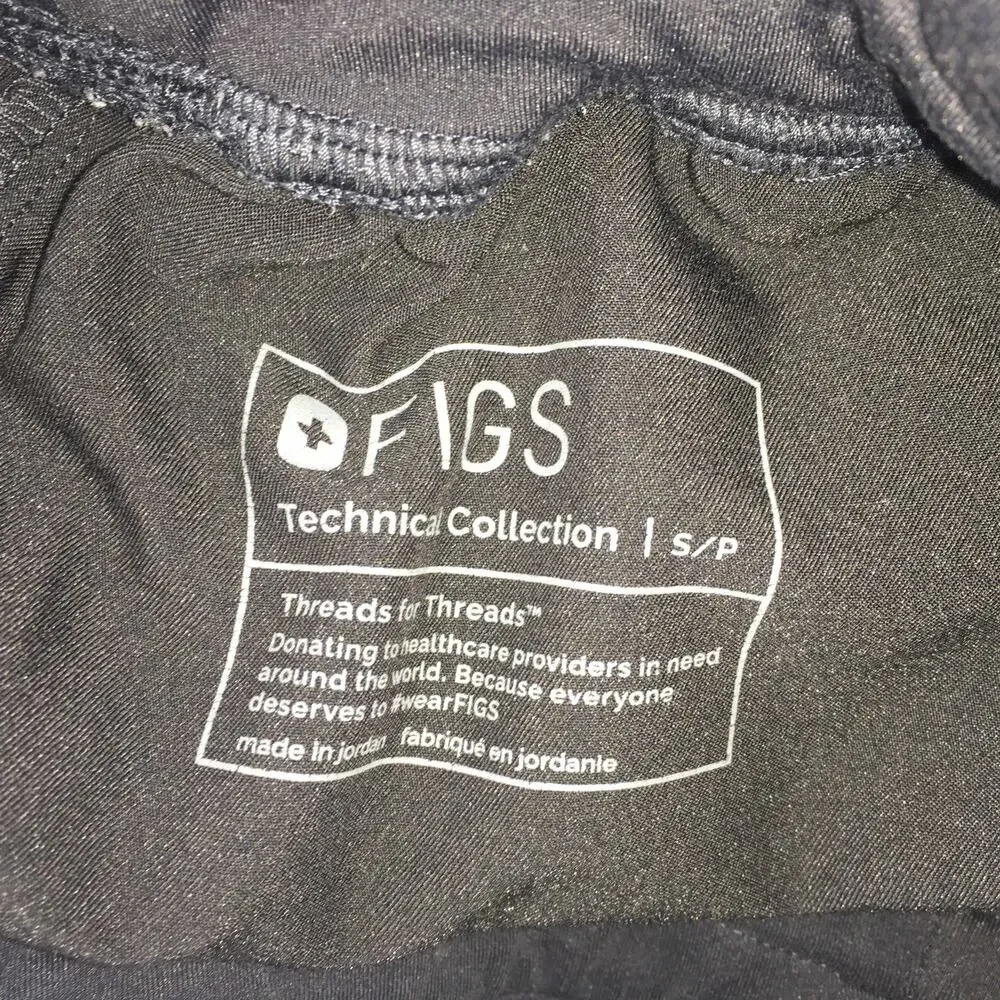 FIGS Zamora Jogger Scrub Pant Black Grey Small Petite Nursing S/P Healthcare